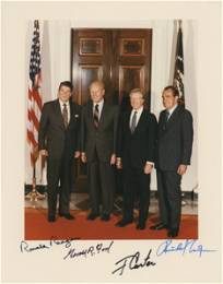 "Four Presidents" Autographed 8 x 10" Photo by Reagan, Ford, Carter & Nixon