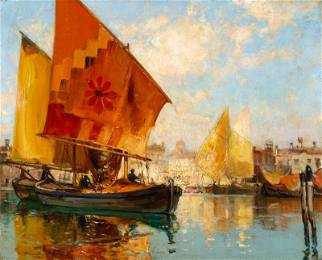 Oliver Dennett Grover
(American, 1861-1927)
Fishing Boats, Venice, 1909