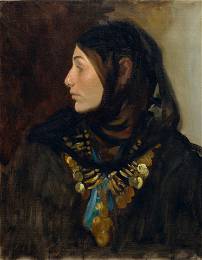 John Singer Sargent (1856-1925) Egyptian Woman (Coin Necklace) 25 5/8 x 20 in. (65.1 x 50.8 cm.)...