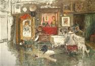 William Merritt Chase (1849-1916) The Tenth Street Studio 53 7/8 x 78 in. (136.8 x 198.1 cm.) (E...